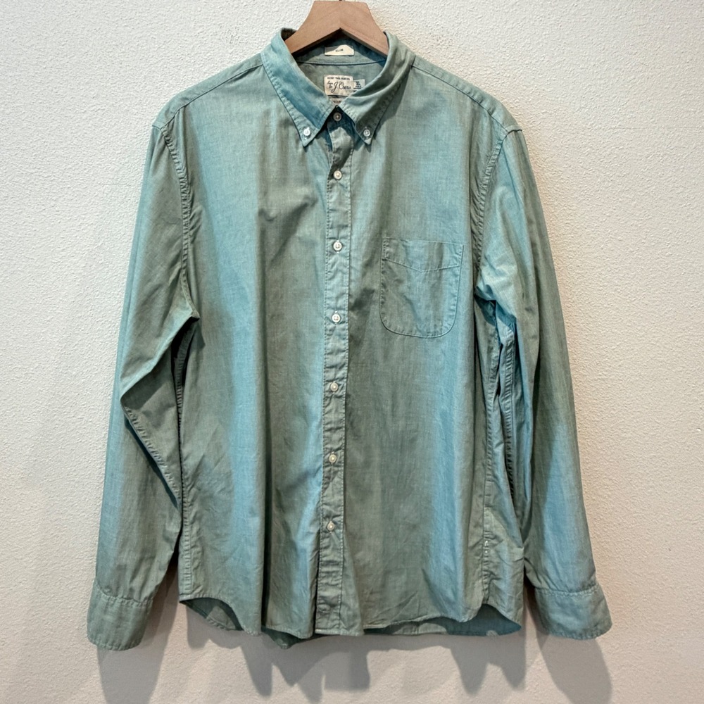 J. CREW Mens Button Down Shirt XL Slim Preppy Business Casual Minimalist Classic